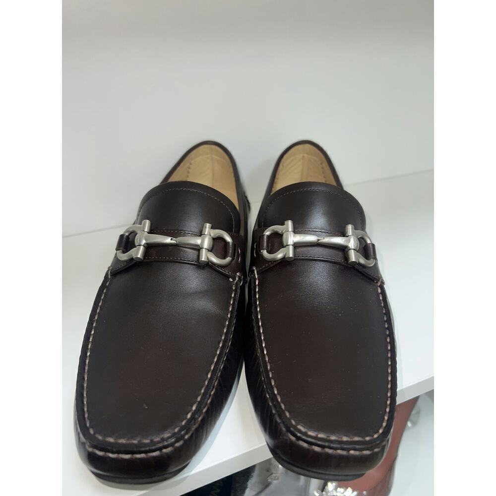 Salvatore Ferragamo Men's Dark Brown Leather Bit Loafers